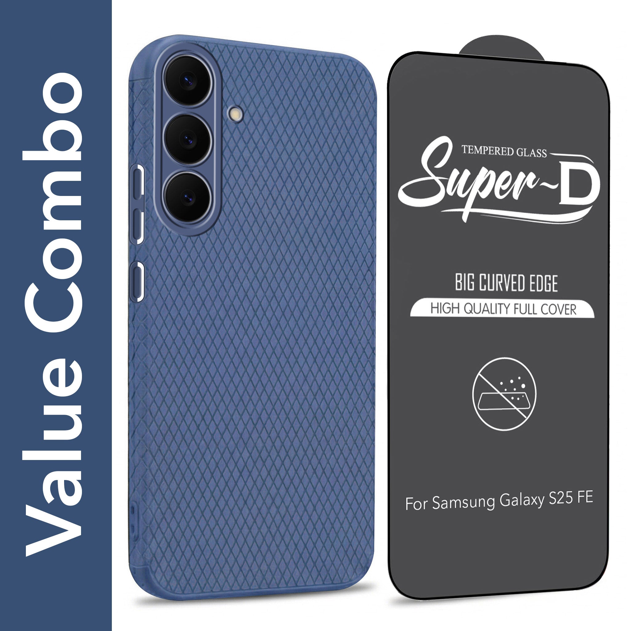 For Samsung Galaxy S25 FE Combo with Back Cover and 9H Tempered Glass (Liquid Silicone | Camera Protection | Oleophobic Coating Screen Glass)