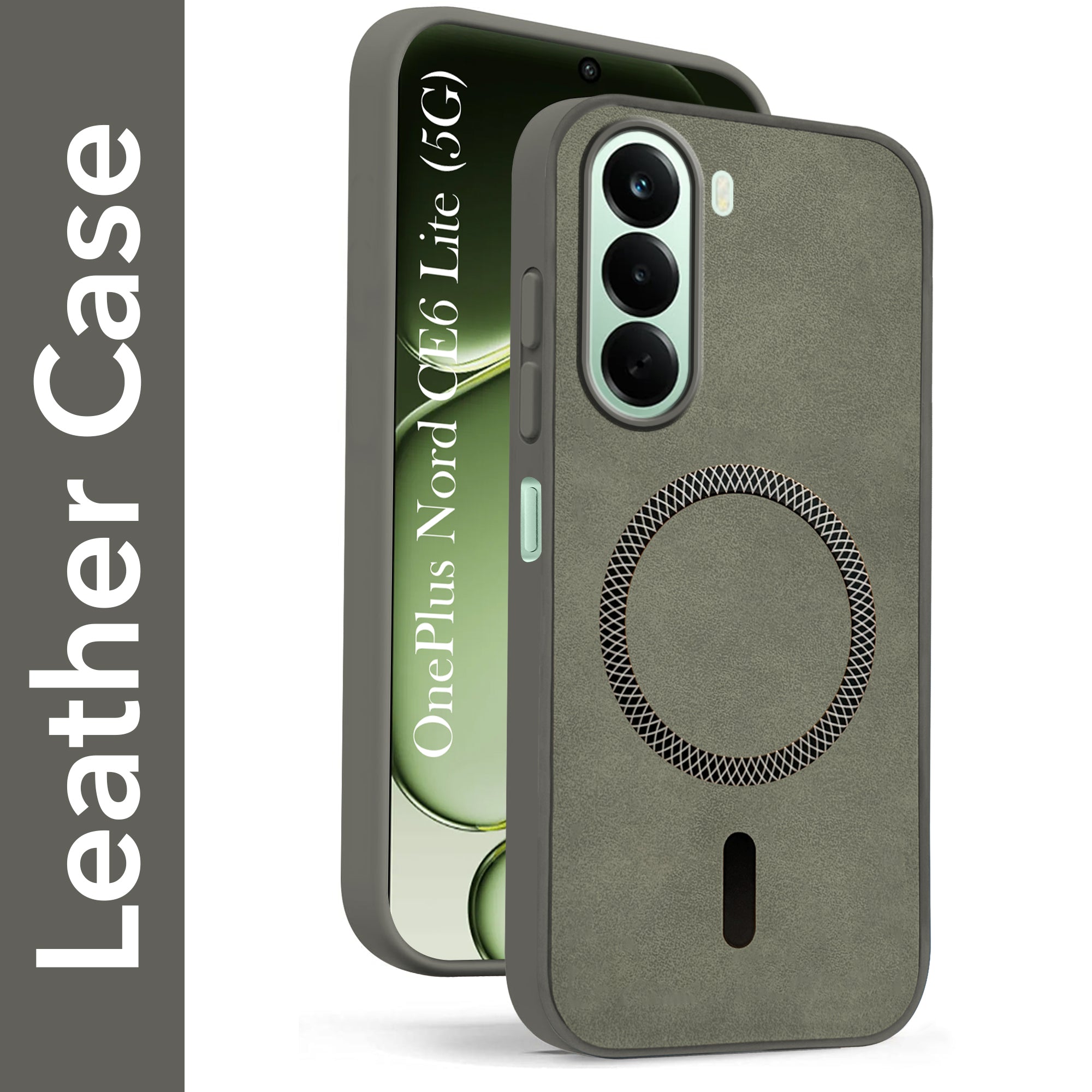 For OnePlus Nord CE 6 Lite Back Cover Case Leather Finish (MagSafe Compatible Wireless Charging | Soft Touch | Camera Bump Protection)