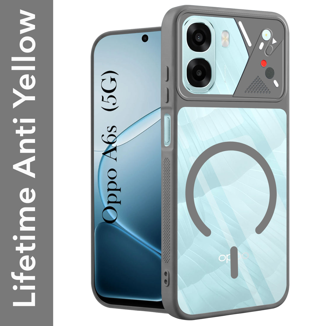 For Oppo A6X | Oppo A6S Back Cover Case Lifetime Anti-Yellow Clear (Camera Protection | Side Grip | Wireless MagSafe Compatible)