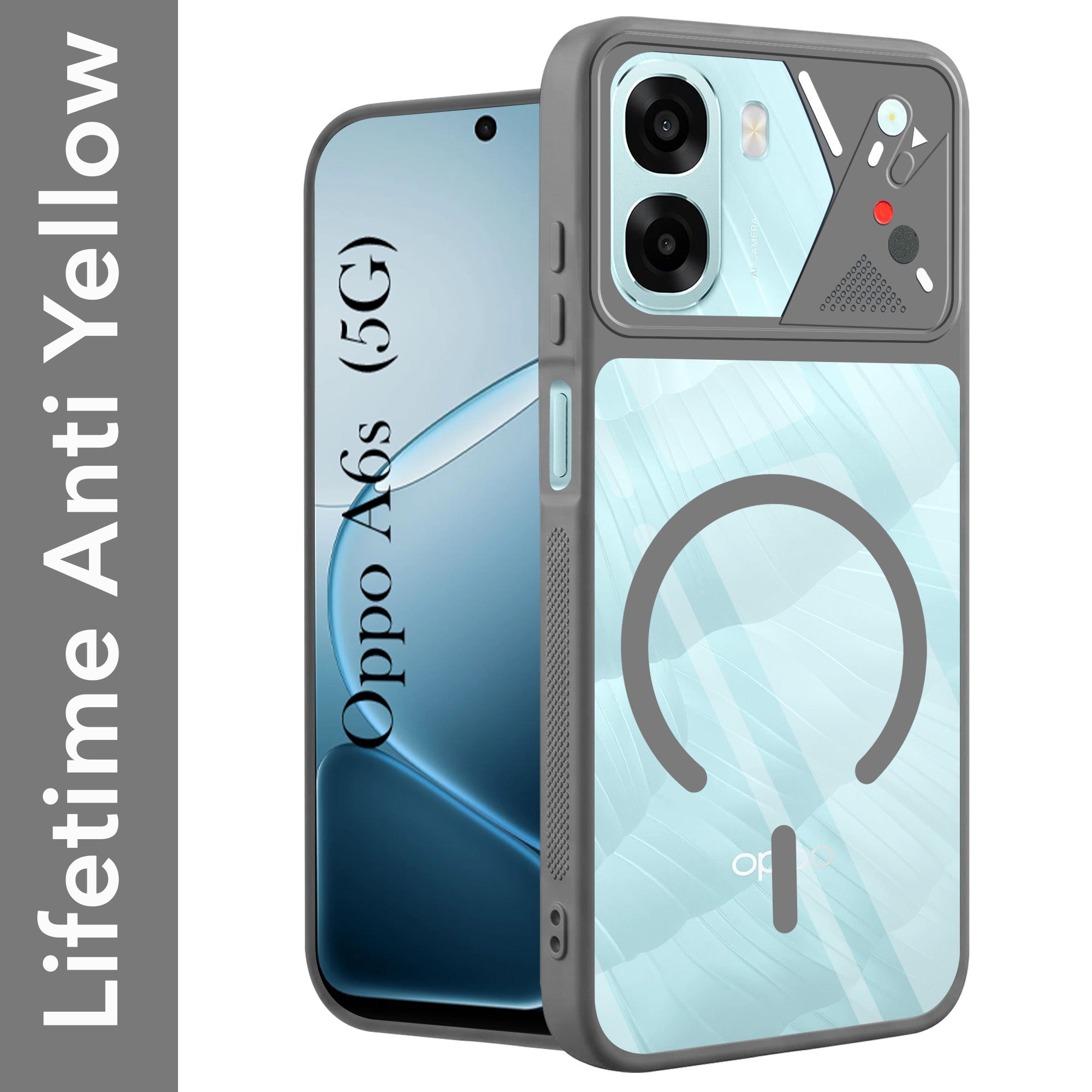 For Oppo A6X | Oppo A6S Back Cover Case Lifetime Anti-Yellow Clear (Camera Protection | Side Grip | Wireless MagSafe Compatible)