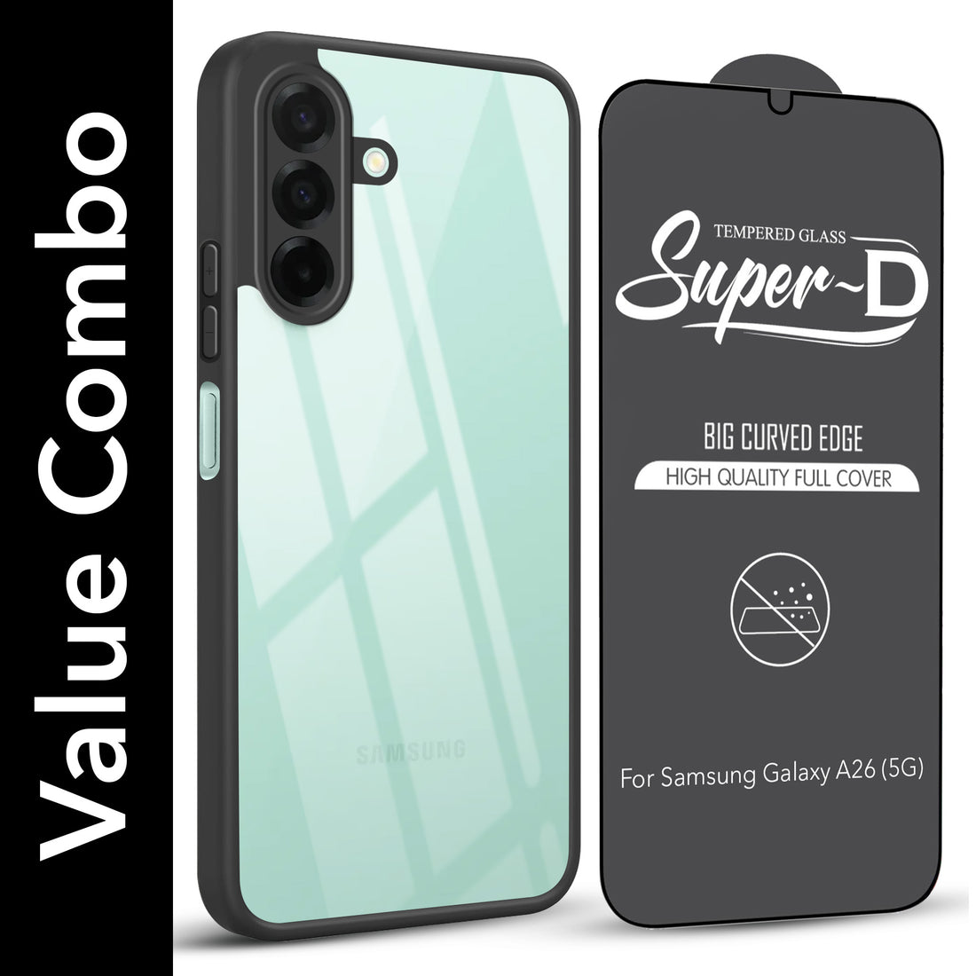 For Samsung Galaxy A26 5G Combo with Back Cover and 9H Tempered Glass (Liquid Silicone | Camera Protection | Oleophobic Coating Screen Glass)