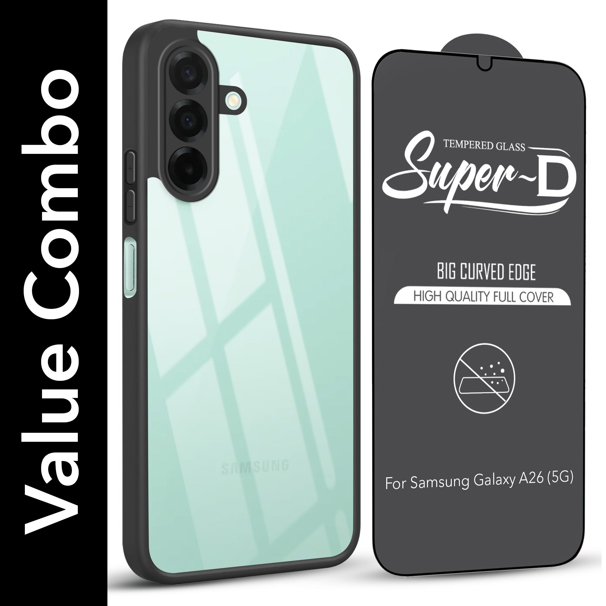 For Samsung Galaxy A26 5G Combo with Back Cover and 9H Tempered Glass (Liquid Silicone | Camera Protection | Oleophobic Coating Screen Glass)