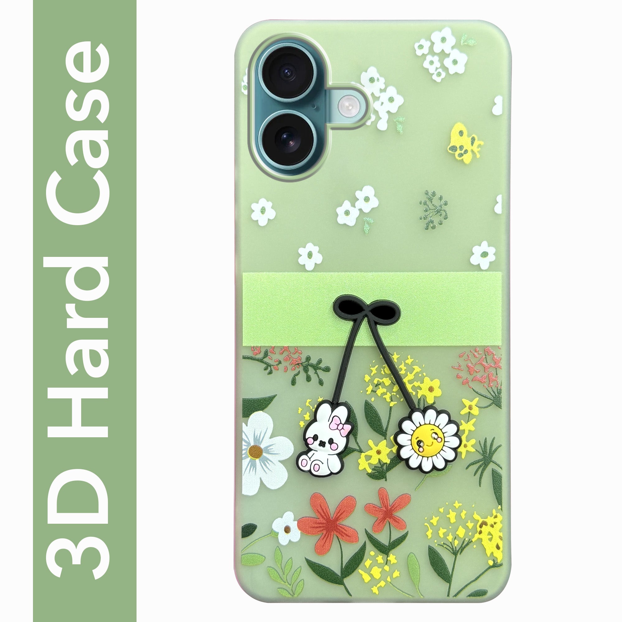 For Apple iPhone 16 Back Cover Case (3D Cute Cartoons | Hard Back Side Soft | Matte Premium Finish | HD Printing)