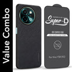 For Vivo Y58 5G Combo with Back Cover and 9H Tempered Glass (Liquid Silicone | Camera Protection | Oleophobic Coating Screen Glass)