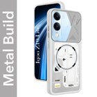 For Vivo iQOO Z10 Lite Metallic Back Cover Case (Metallic Camera Protection & Buttons | Translucent Milky Shade | Hard Polycarbonate)