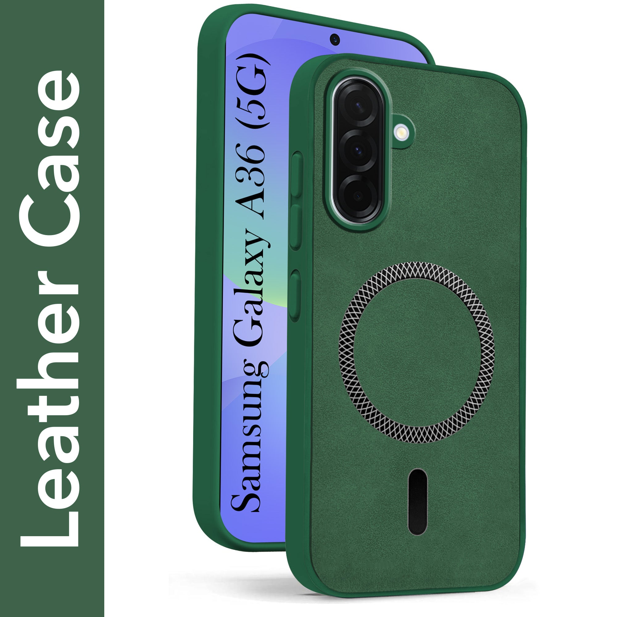 For Samsung Galaxy A36 5G Back Cover Case Leather Finish (MagSafe Compatible Wireless Charging | Soft Touch | Camera Bump Protection)