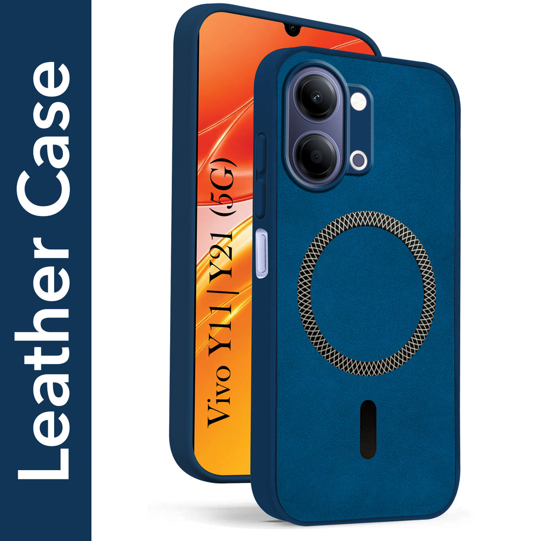 For Vivo Y11 | Vivo Y21 5G Back Cover Case Leather Finish (MagSafe Compatible Wireless Charging | Soft Touch | Camera Bump Protection)