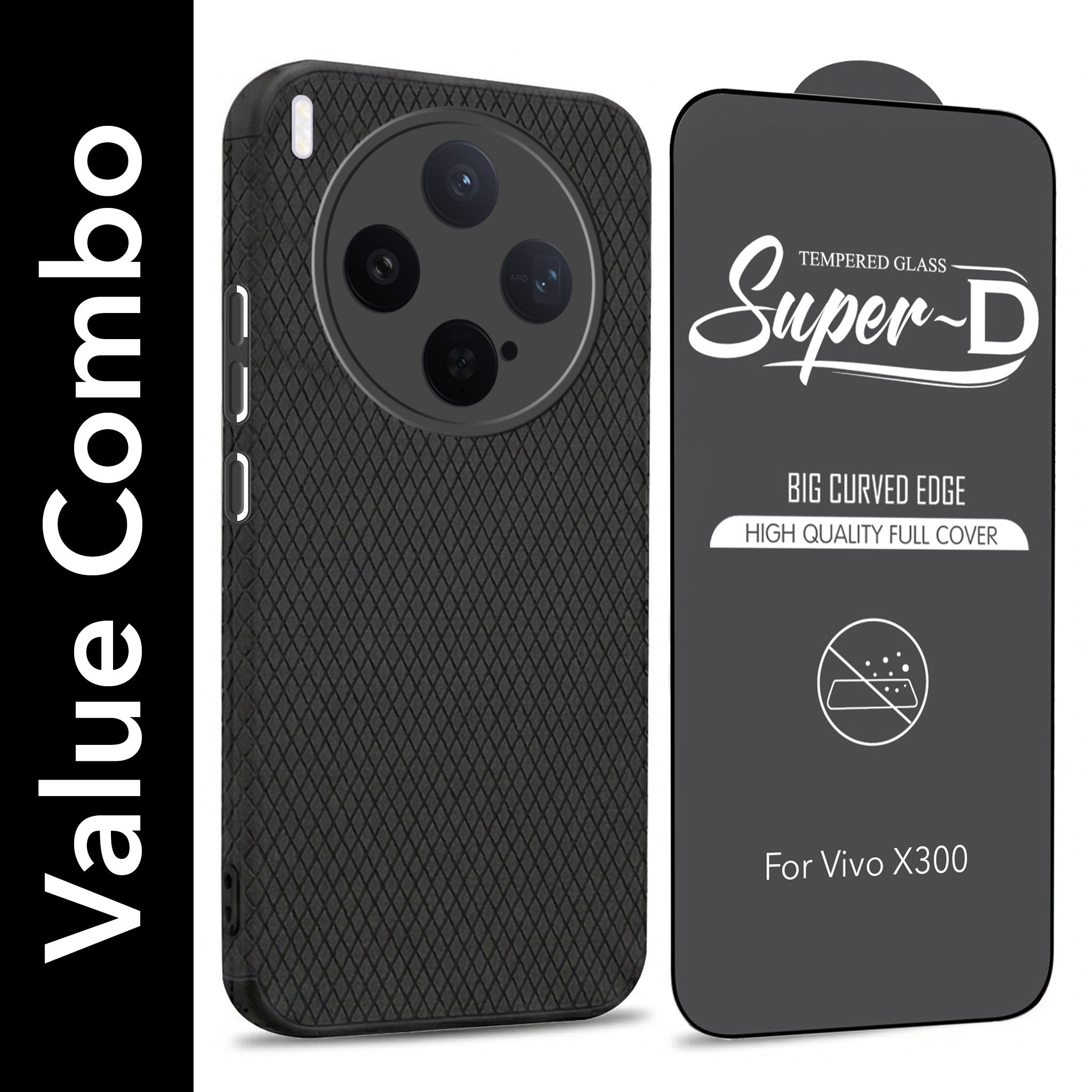 For Vivo X300 5G Combo with Back Cover and 9H Tempered Glass (Liquid Silicone | Camera Protection | Oleophobic Coating Screen Glass)