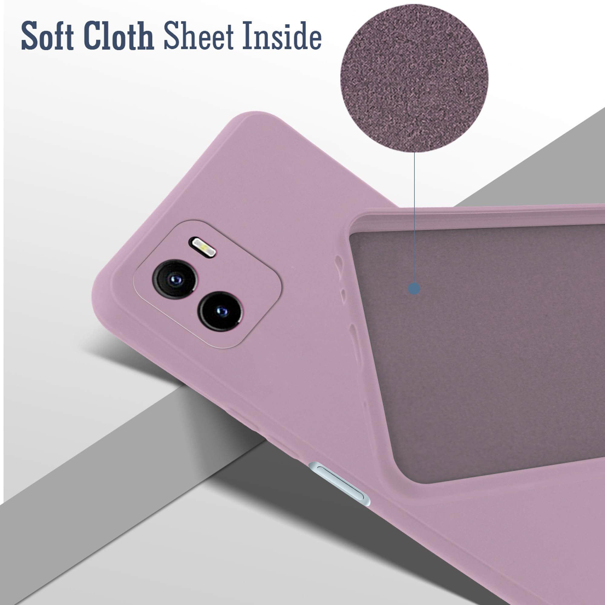 For Vivo Y15s (2021) | Y15A 2021 Back Cover Case ( Matte Finish Silicone with Inside Fiber cloth)