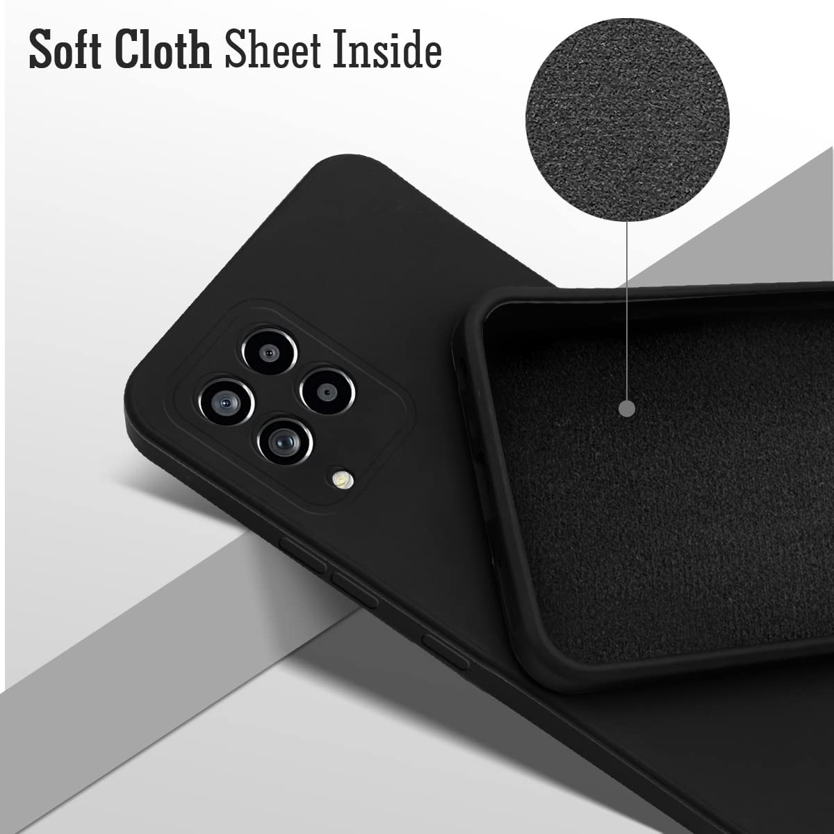For Samsung Galaxy M53 5G Back Cover Case (Matte Finish Silicone with Inside Fiber cloth |Black)