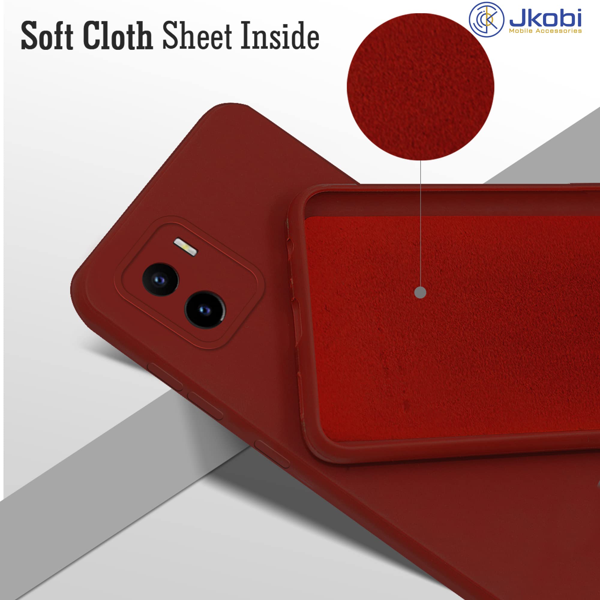 For Vivo Y15s (2021) | Y15A 2021 Back Cover Case ( Matte Finish Silicone with Inside Fiber cloth)