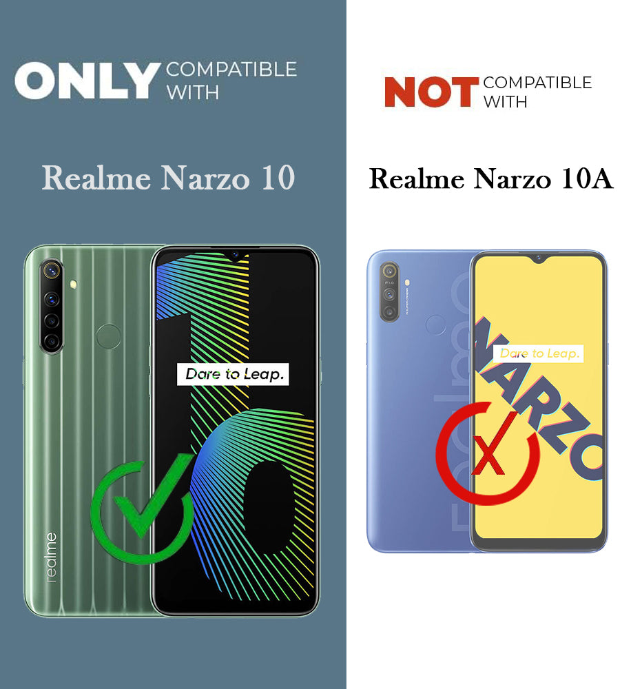 For Realme Narzo 10 Back Cover Case (Glass Like Camera Protection | Leather Feel | Minimalist Professional Grip)