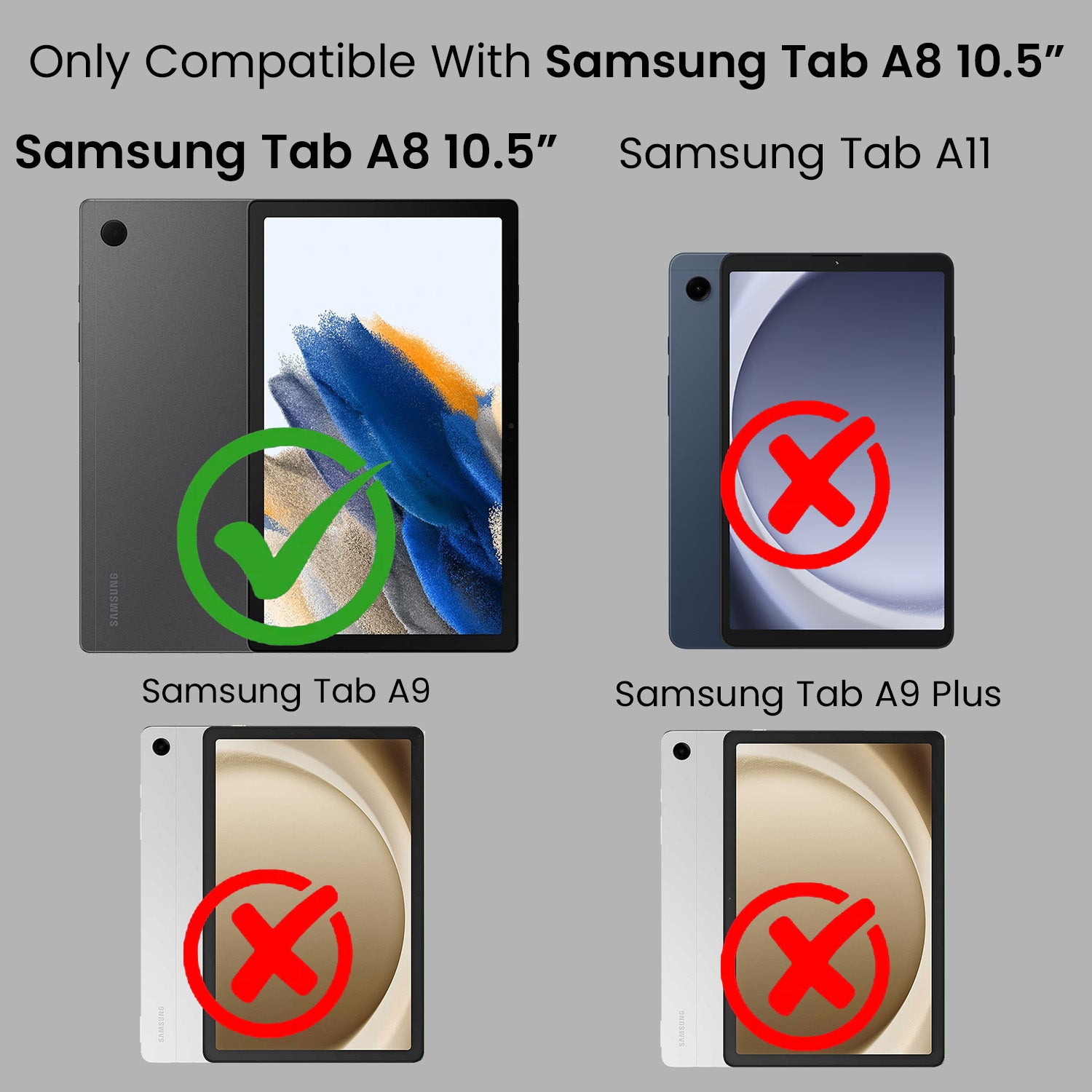For Samsung Galaxy Tab A8 10.5 Inch SM-X200/X205 Flip Cover Folio Cover (PU Leather | Multi-Angle Smart Stand | Card Storage Slots | Silicone Back Pouch)