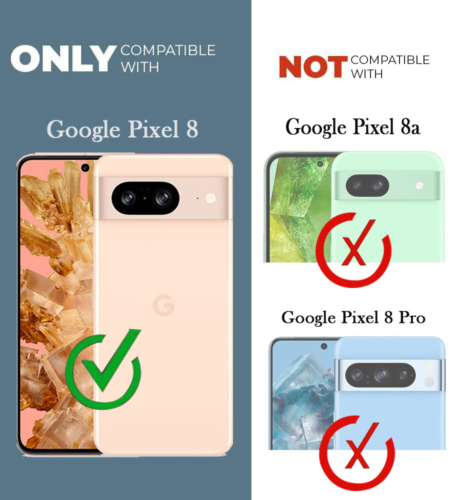 For Google Pixel 8 Back Case Cover Strap (3D Embossed Figures | Strap Holder | 360* Soft Cushion with Camera Bump)