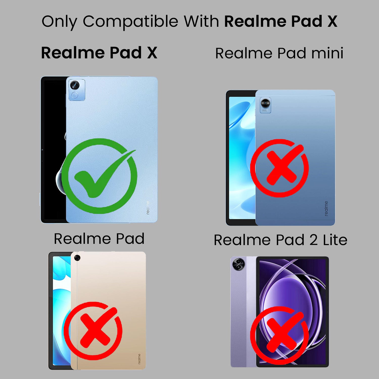 For Realme Pad X 10.95 Inch RMP2107/P2108 Flip Cover Folio Case (PU Leather | Multi-Angle Smart Stand | Card Storage Slots | Silicone Back Pouch)