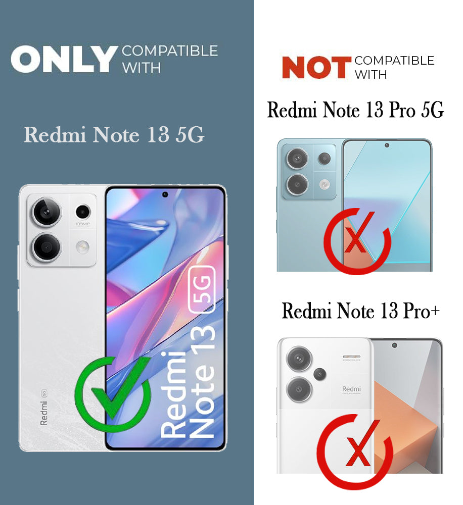 For Xiaomi Redmi Note 13 5G Combo with Back Cover and 9H Tempered Glass (Liquid Silicone | Camera Protection | Oleophobic Coating Screen Glass)