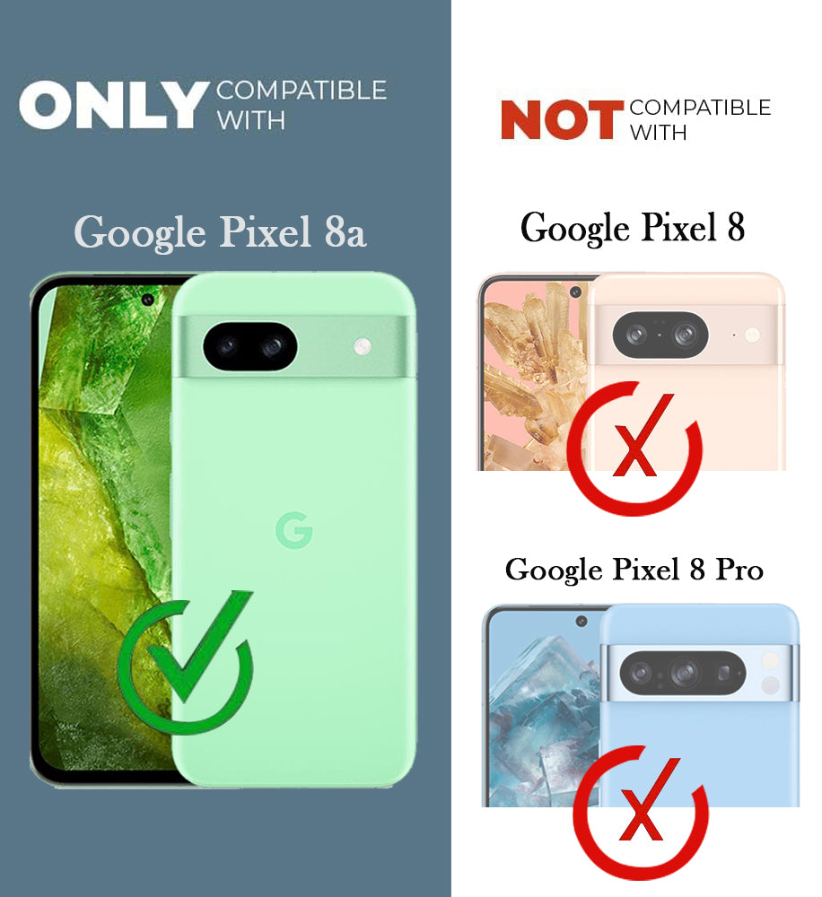 For Google Pixel 8a Back Case Cover Strap (3D Embossed Figures | Strap Holder | 360* Soft Cushion with Camera Bump)