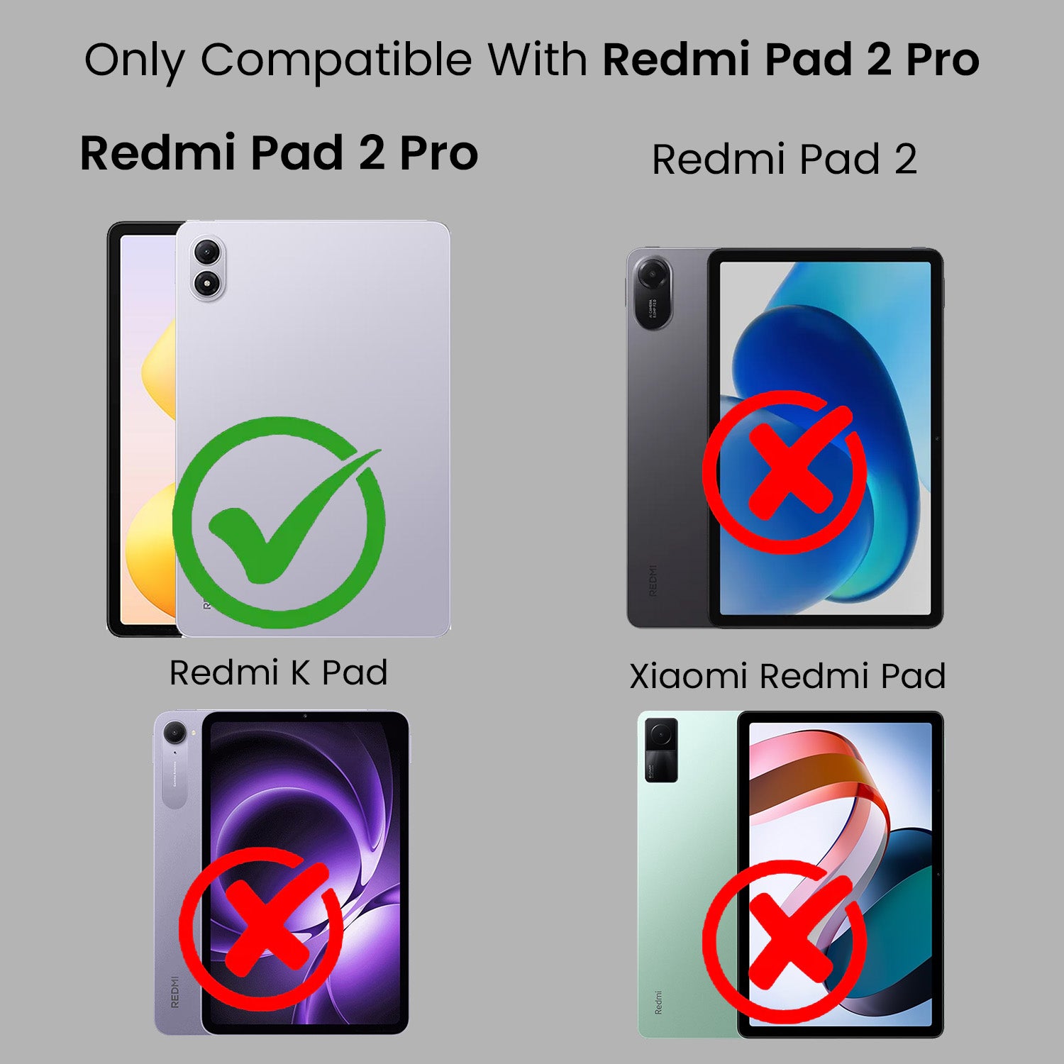 For Redmi Pad 2 Pro 12.1 Inch 25099RP13G/2509BRP2DG Flip Cover Folio Cover (PU Leather | Multi-Angle Smart Stand | Card Storage Slots | Silicone Back Pouch)