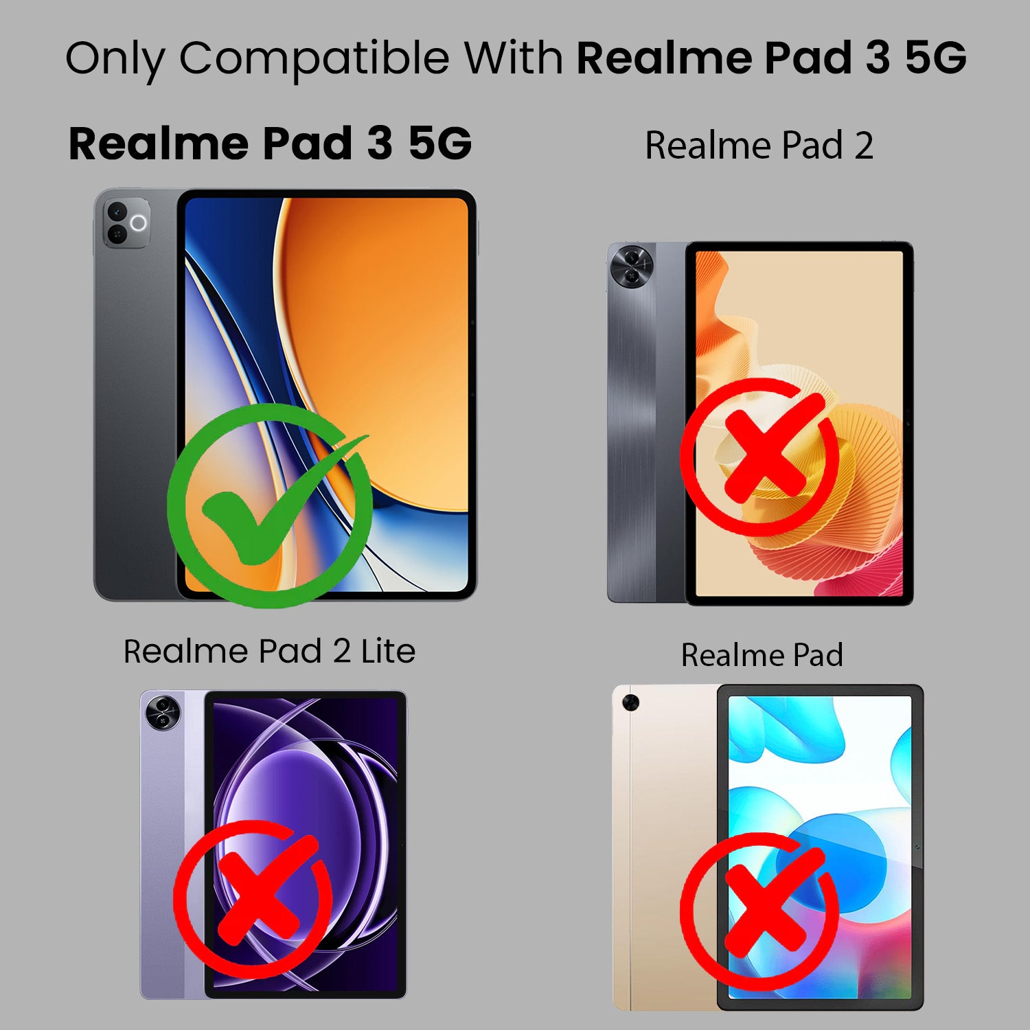For Realme Pad 3 11.6 Inch Flip Cover Folio Cover (PU Leather | Multi-Angle Smart Stand | Card Storage Slots | Silicone Back Pouch)
