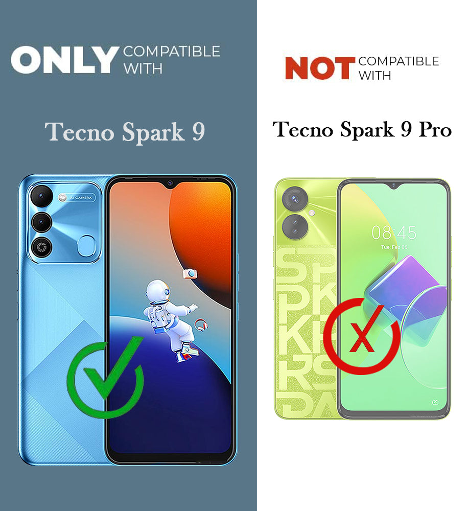 For Tecno Spark 9 Back Cover Case (Glass Like Camera Protection | Leather Feel | Minimalist Professional Grip)
