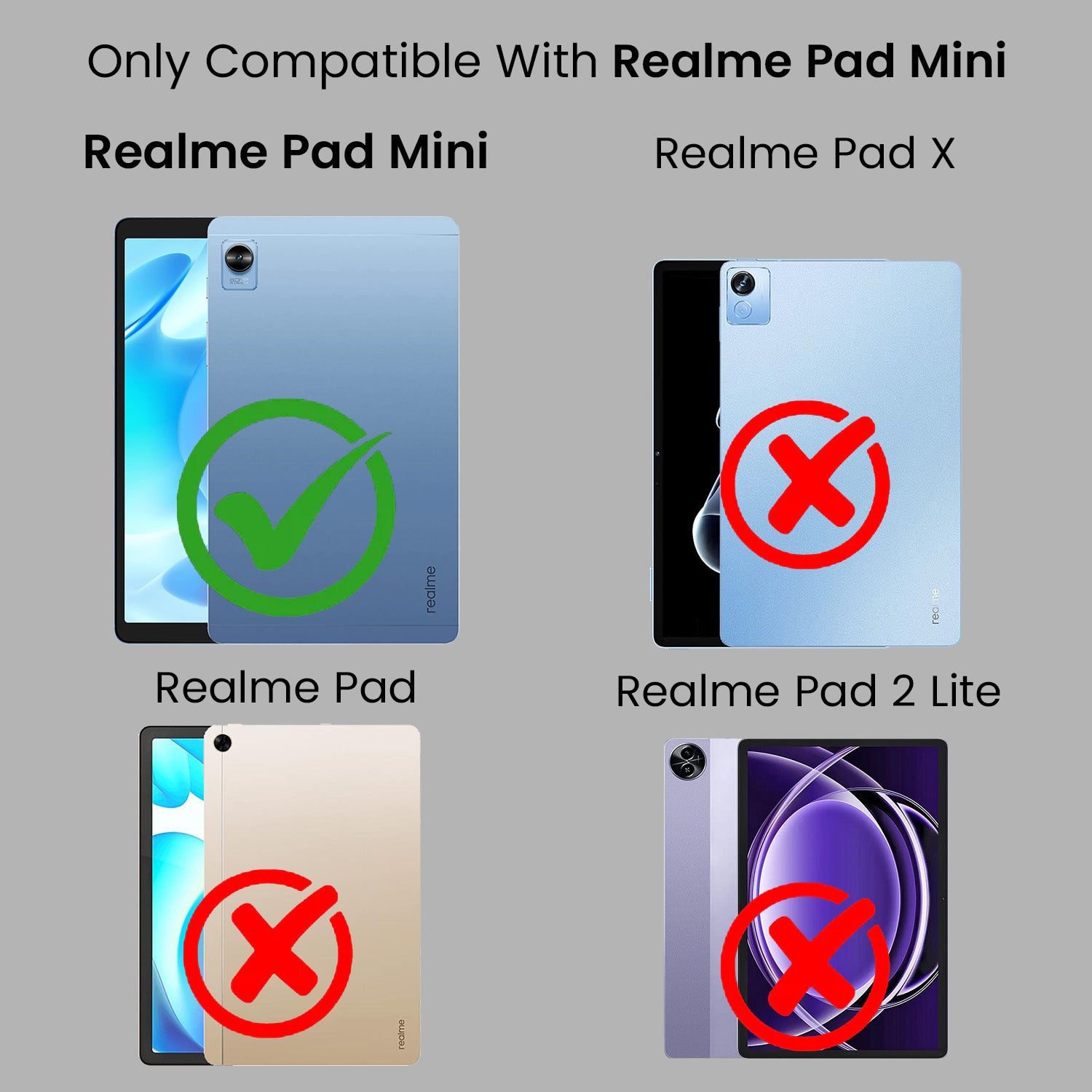 For Realme Pad Mini 8.7 Inch RMP2105/2106 Flip Cover Folio Case (PU Leather | Multi-Angle Smart Stand | Card Storage Slots | Silicone Back Pouch)