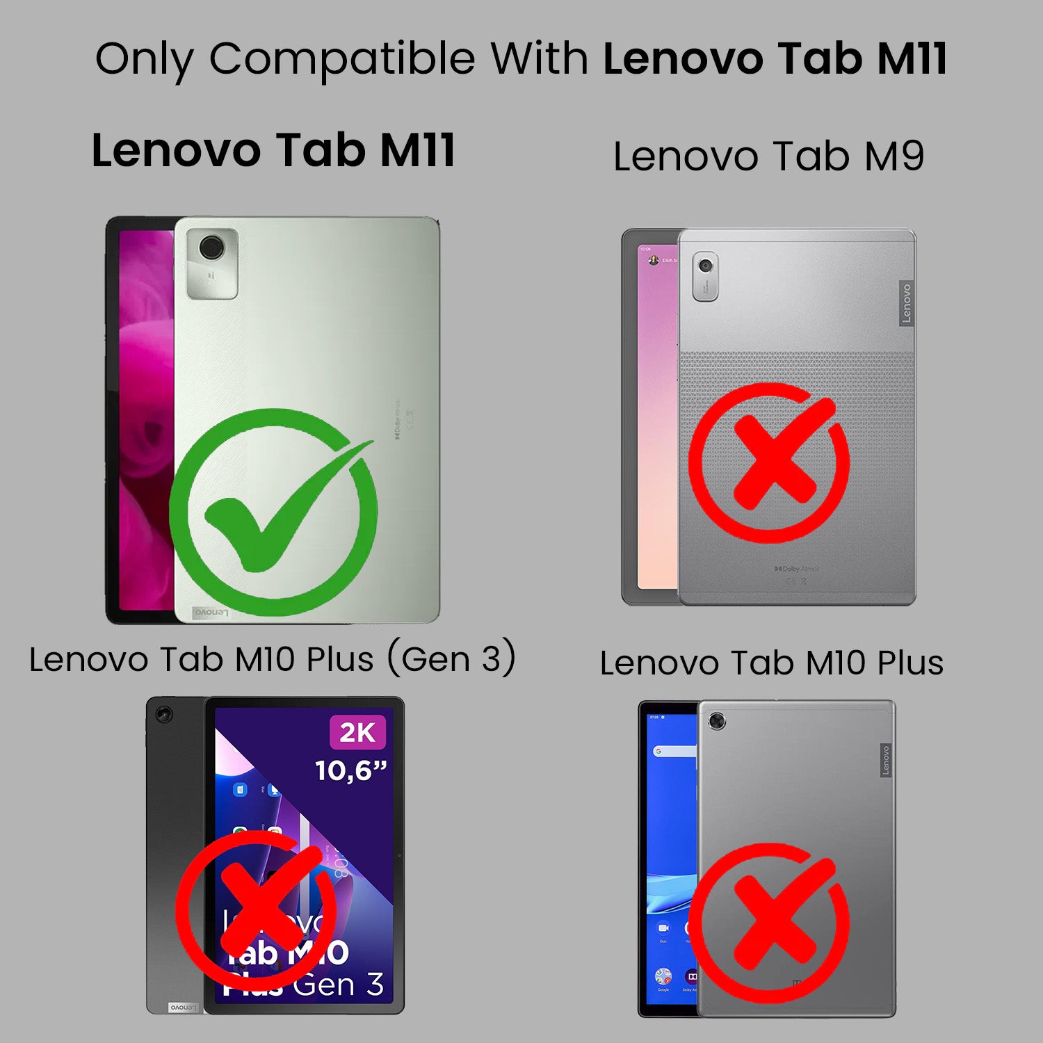 For Lenovo Tab M11 11 Inch TB330FU/TB330KU Flip Cover Folio Cover (PU Leather | Multi-Angle Smart Stand | Card Storage Slots | Silicone Back Pouch)