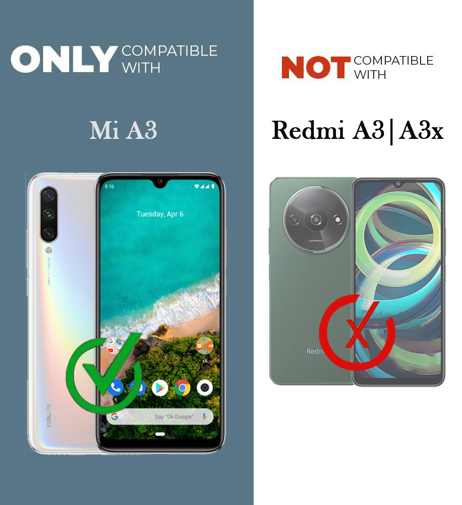 For Xiaomi Mi A3 | Xiaomi Redmi Mi A3 Lifetime Anti-Yellow Clear Back Cover Case (Sleek Hard Crystal | Shockproof and Camera Protection)