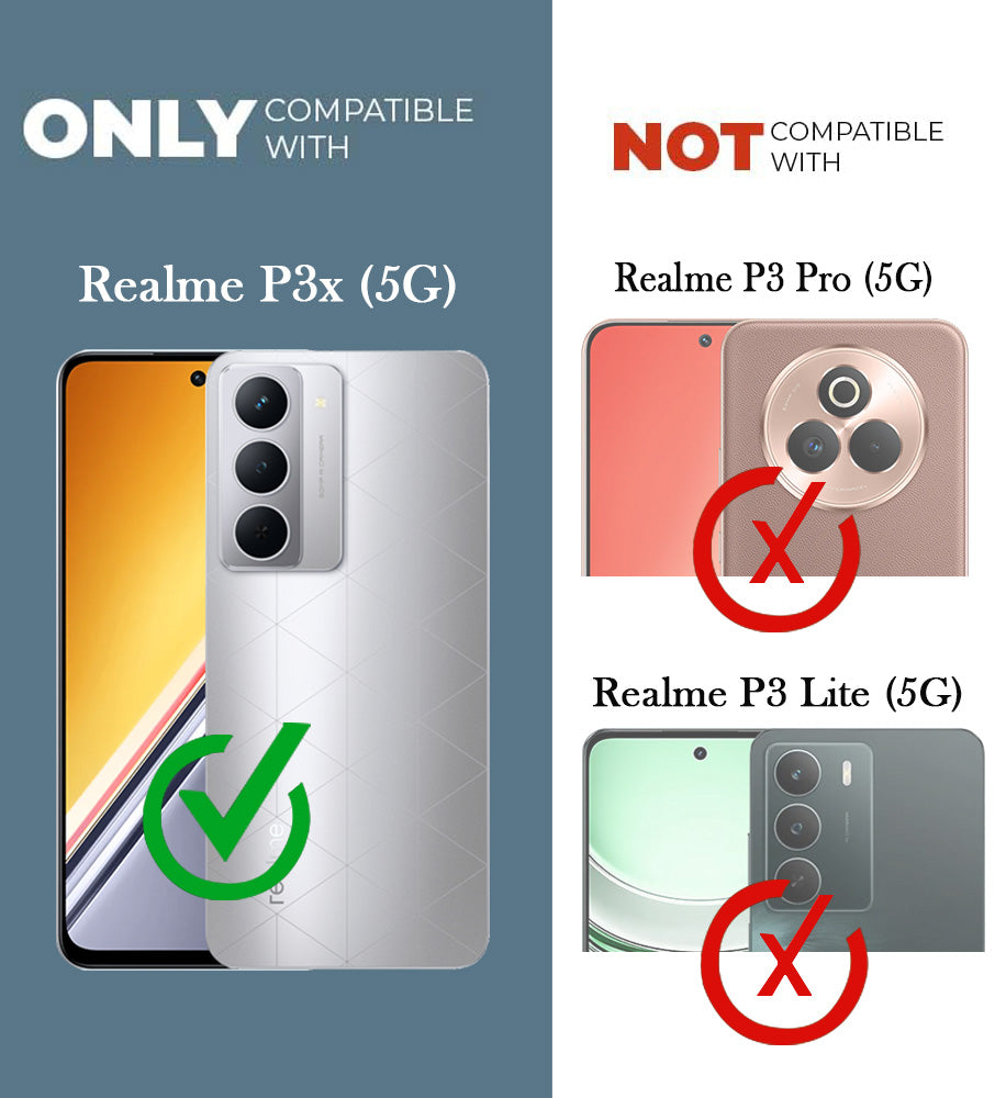 For Realme P3x Back Cover Case with stand (Built-in Ring Holder Kickstand | Lifetime Anti Yellow | Camera Protection)