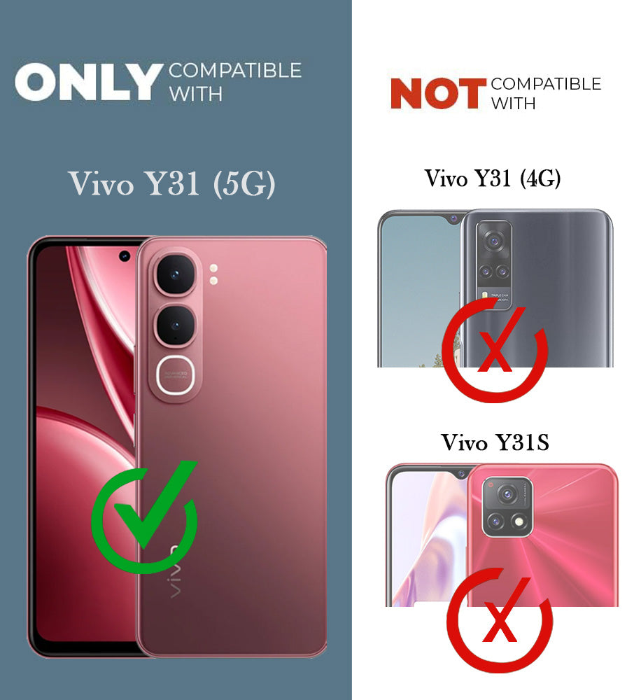 For Vivo Y31 5G Back Cover Case Leather Finish (MagSafe Compatible Wireless Charging | Soft Touch | Camera Bump Protection)