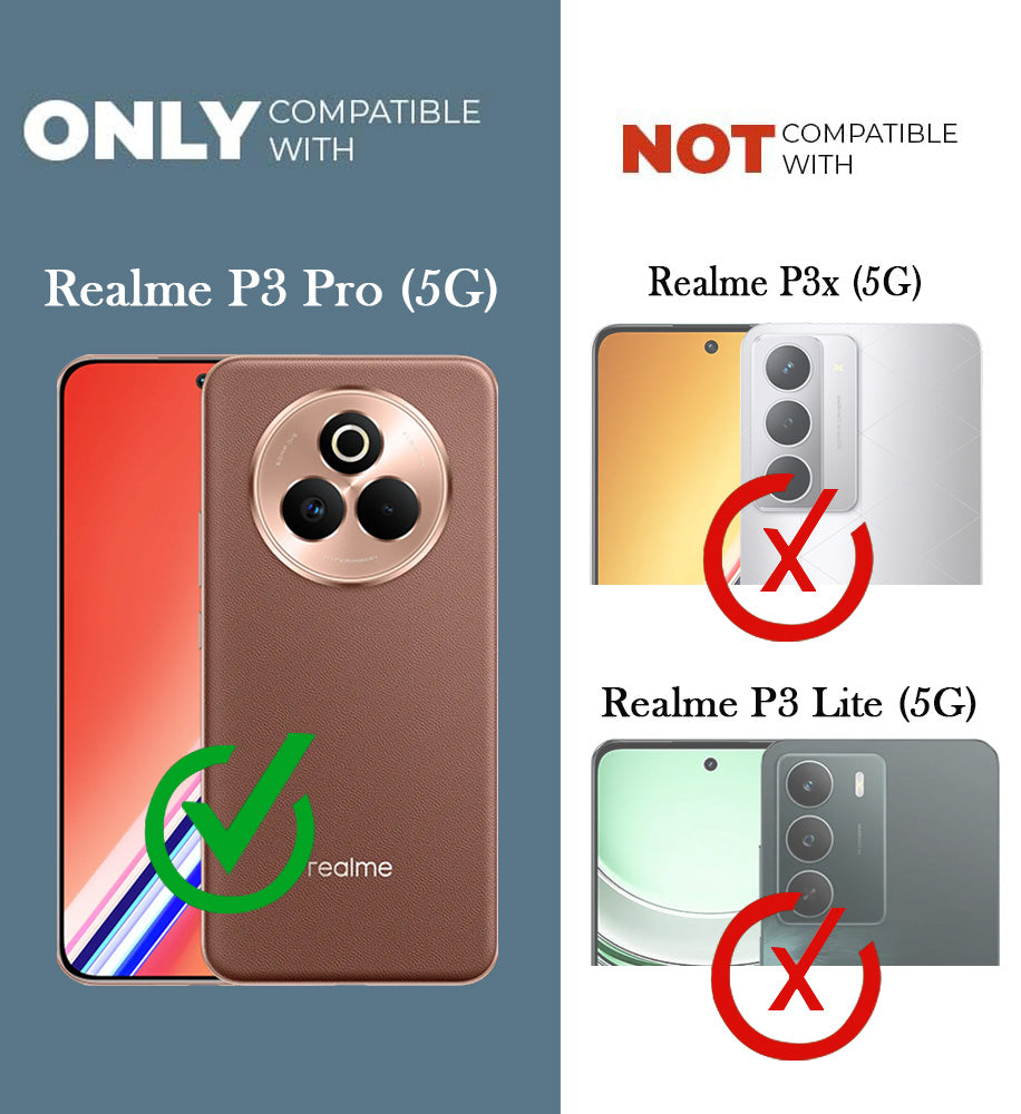 For Realme P3 Pro Back Cover Case with stand (Built-in Ring Holder Kickstand | Lifetime Anti Yellow | Camera Protection)