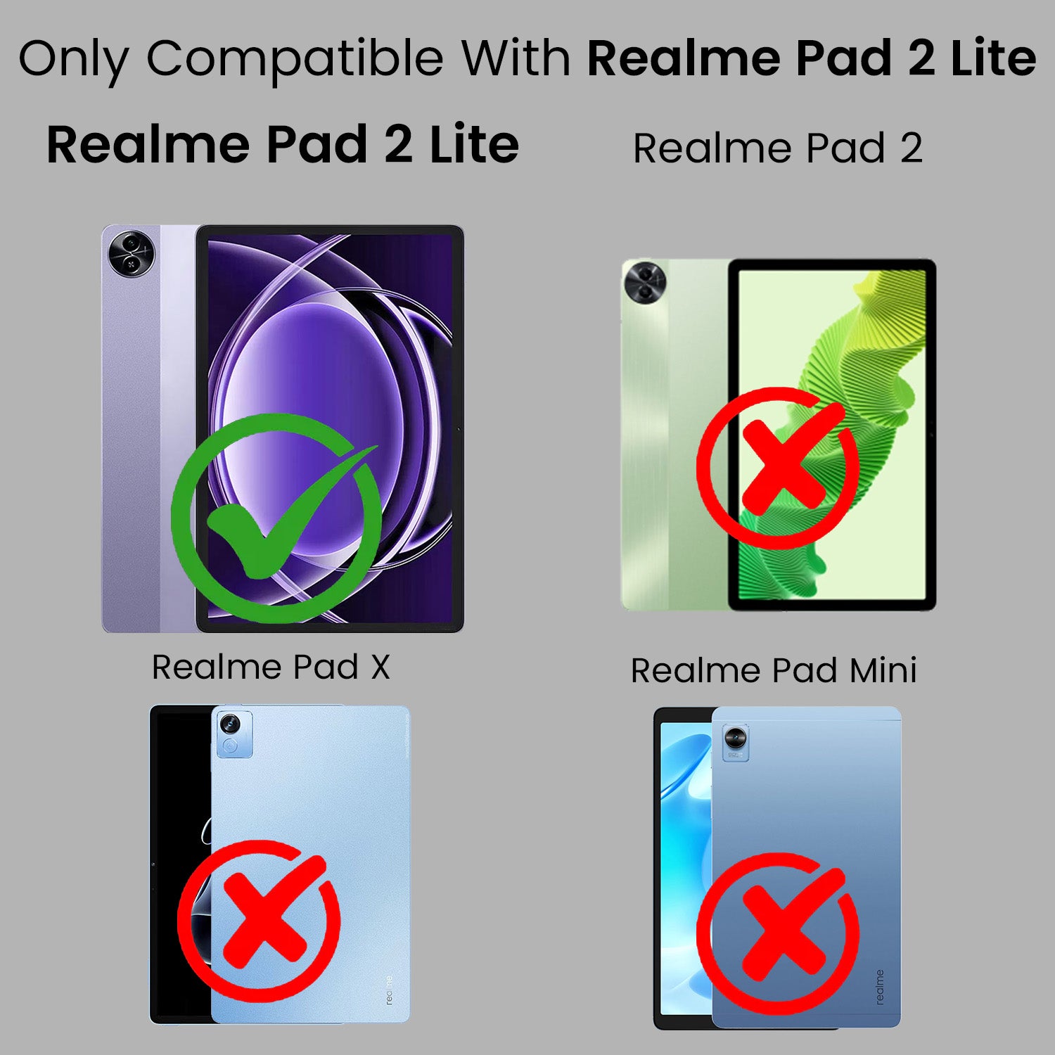 For Realme Pad 2 Lite 10.95 Inch RMP2402 Flip Cover Folio Cover (PU Leather | Multi-Angle Smart Stand | Card Storage Slots | Silicone Back Pouch)