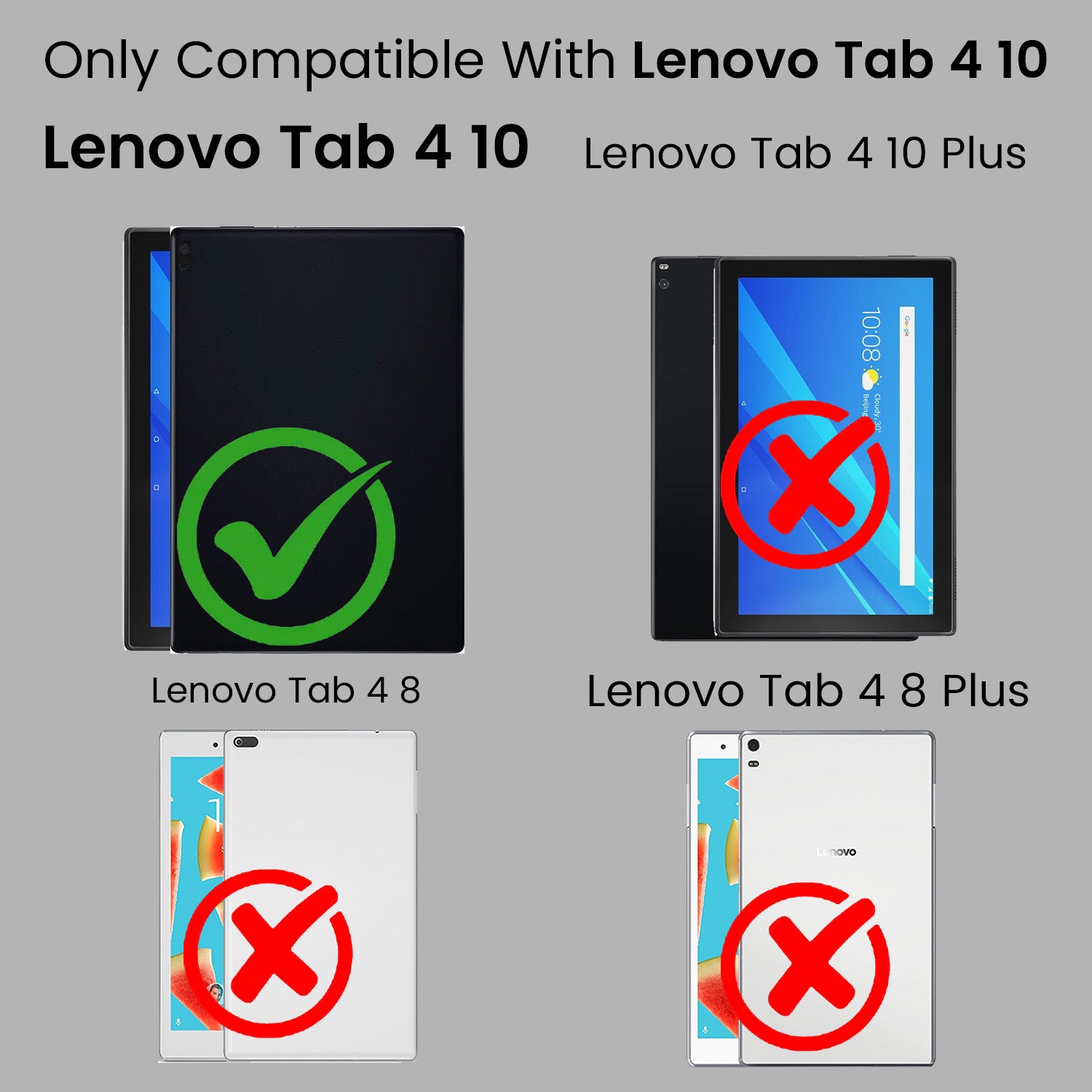 For Lenovo TAB 4 10 Inch TB-X304L Flip Cover Folio Cover (PU Leather | Multi-Angle Smart Stand | Card Storage Slots | Silicone Back Pouch)