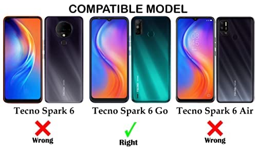 For Tecno Spark 6 Go Back Cover Case (Crystal Glass Back | Camera Protection | Shockproof Bumpers)