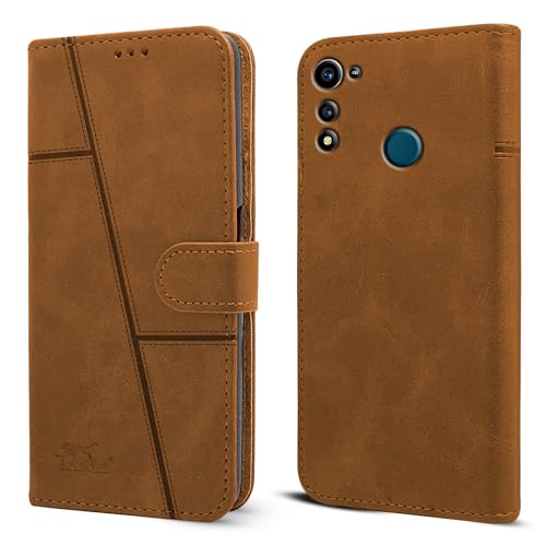 For Lava X3 Flip Cover Case (Stitched Leather Finish | Magnetic Closure | Inner TPU | Foldable Stand | Wallet Card Slots)