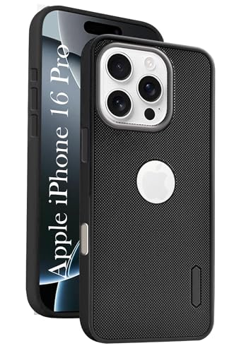 For Apple iPhone 16 Pro Back Cover Case ( Textured Grip Design | Camera Protetion | Slim and Light Weight | Soft Touch and Feel | Black )