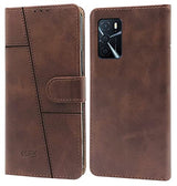 For Oppo A16 Flip Cover Case (Stitched Leather Finish | Magnetic Closure | Inner TPU | Foldable Stand | Wallet Card Slots)