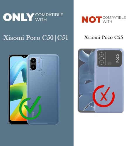 For Poco C50 | Poco C51 Back Cover Case (Professional PU Leather | Strip Chain Holder Socket)