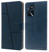 For Oppo A16 Flip Cover Case (Stitched Leather Finish | Magnetic Closure | Inner TPU | Foldable Stand | Wallet Card Slots)
