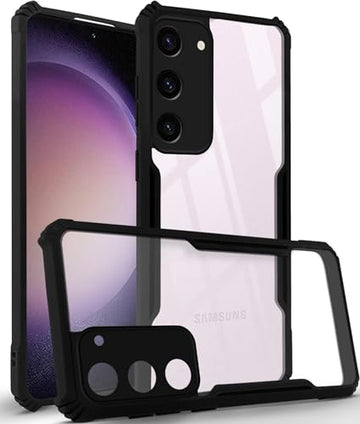 For Samsung Galaxy S23 5G Back Cover Case (Crystal Glass Back | Camera Protection | Shockproof Bumpers)