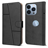 For Apple iPhone 13 Pro Flip Cover Case  (Stitched Leather with Magnetic Closure)