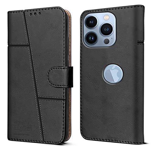 For Apple iPhone 13 Pro Flip Cover Case  (Stitched Leather with Magnetic Closure)