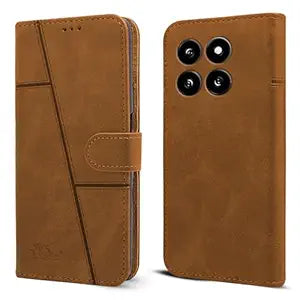 For Xiaomi MI 14 Flip Cover Case (Stitched Leather with Magnetic Closure)