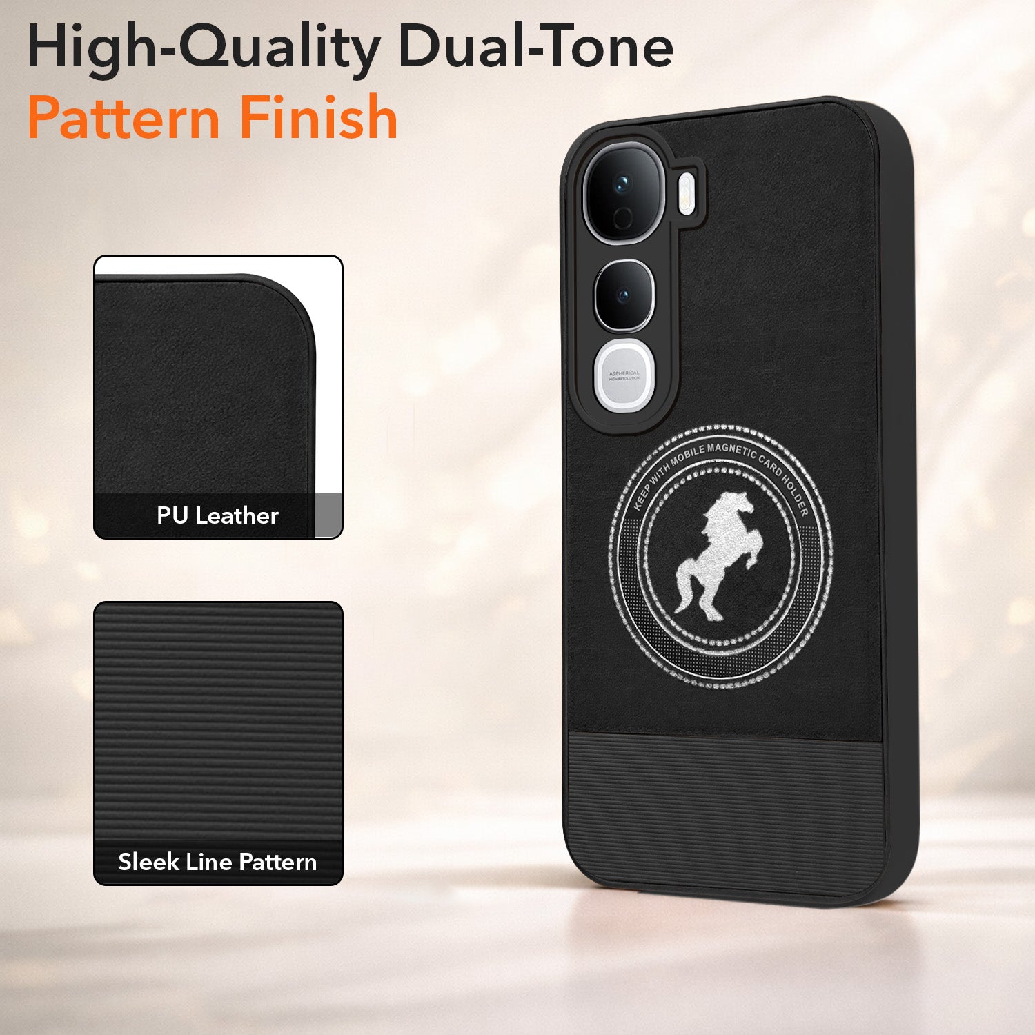 For Vivo Y400 Pro Back Cover Case PU Leather Finish (Professional Minimalist Texture | MagSafe Compatele | Camera Protection | Sleek Sober Formal)