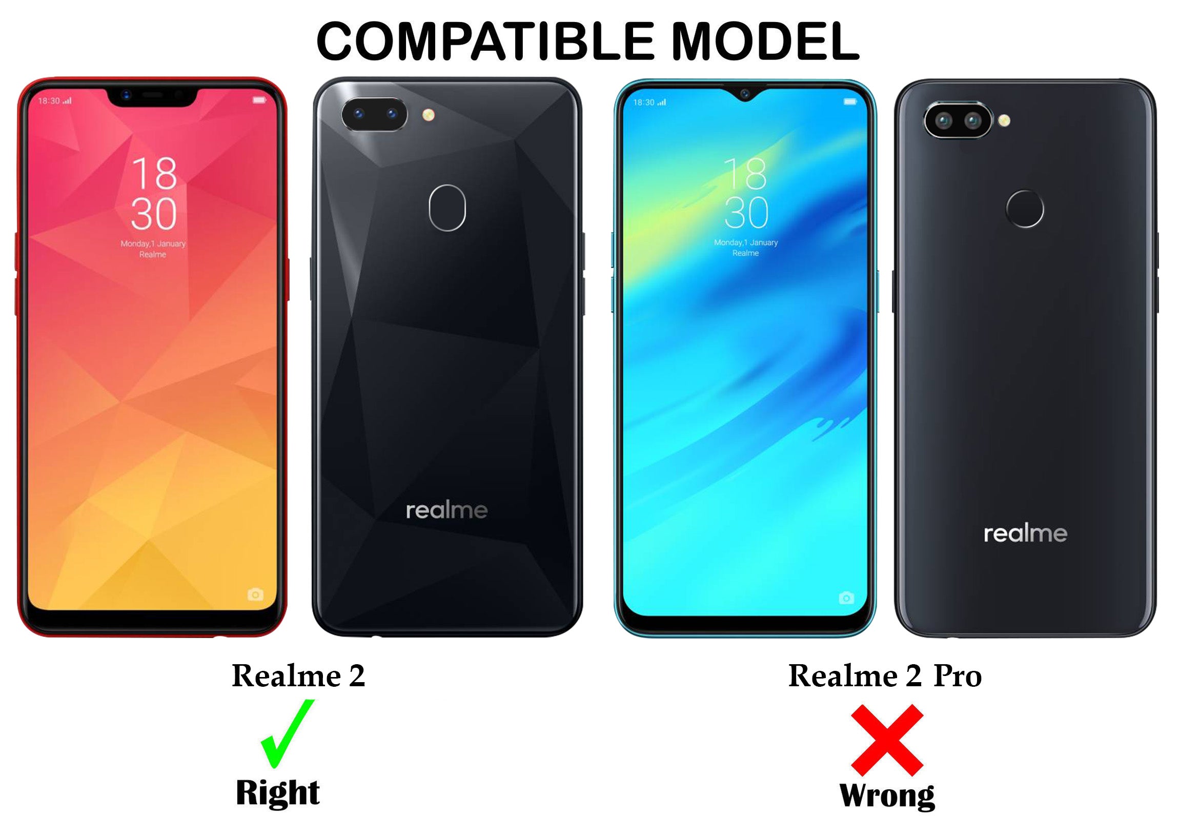 For Realme 2 Back Cover Case (Dual Design Glitter Sparkle and Detachable Diamond Print Case | Soft and Flexible)