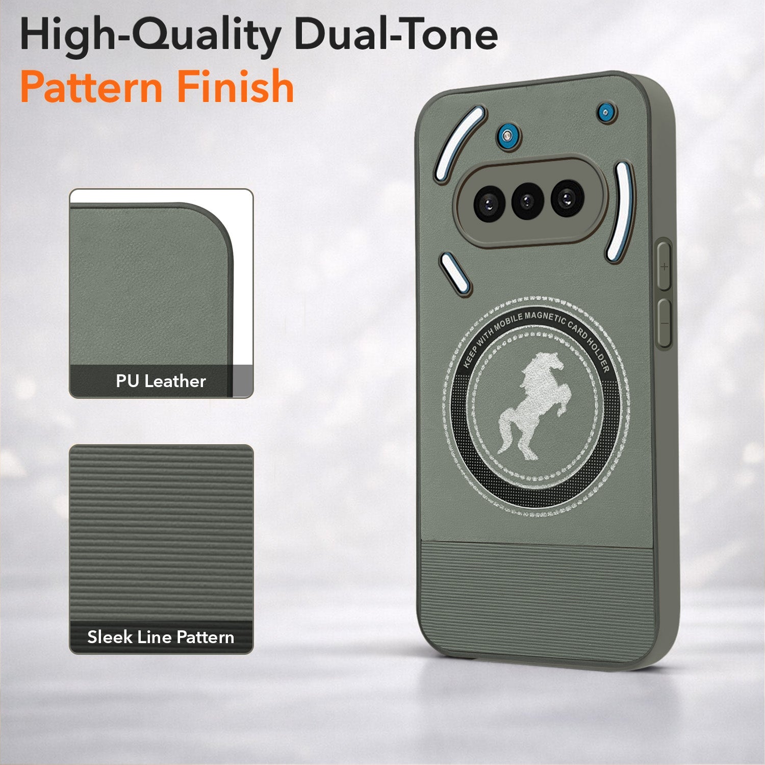 For Nothing Phone 3A 5G Back Cover Case PU Leather Finish (Professional Minimalist Texture | MagSafe Compatile | Camera Protection | Sleek Sober Formal)