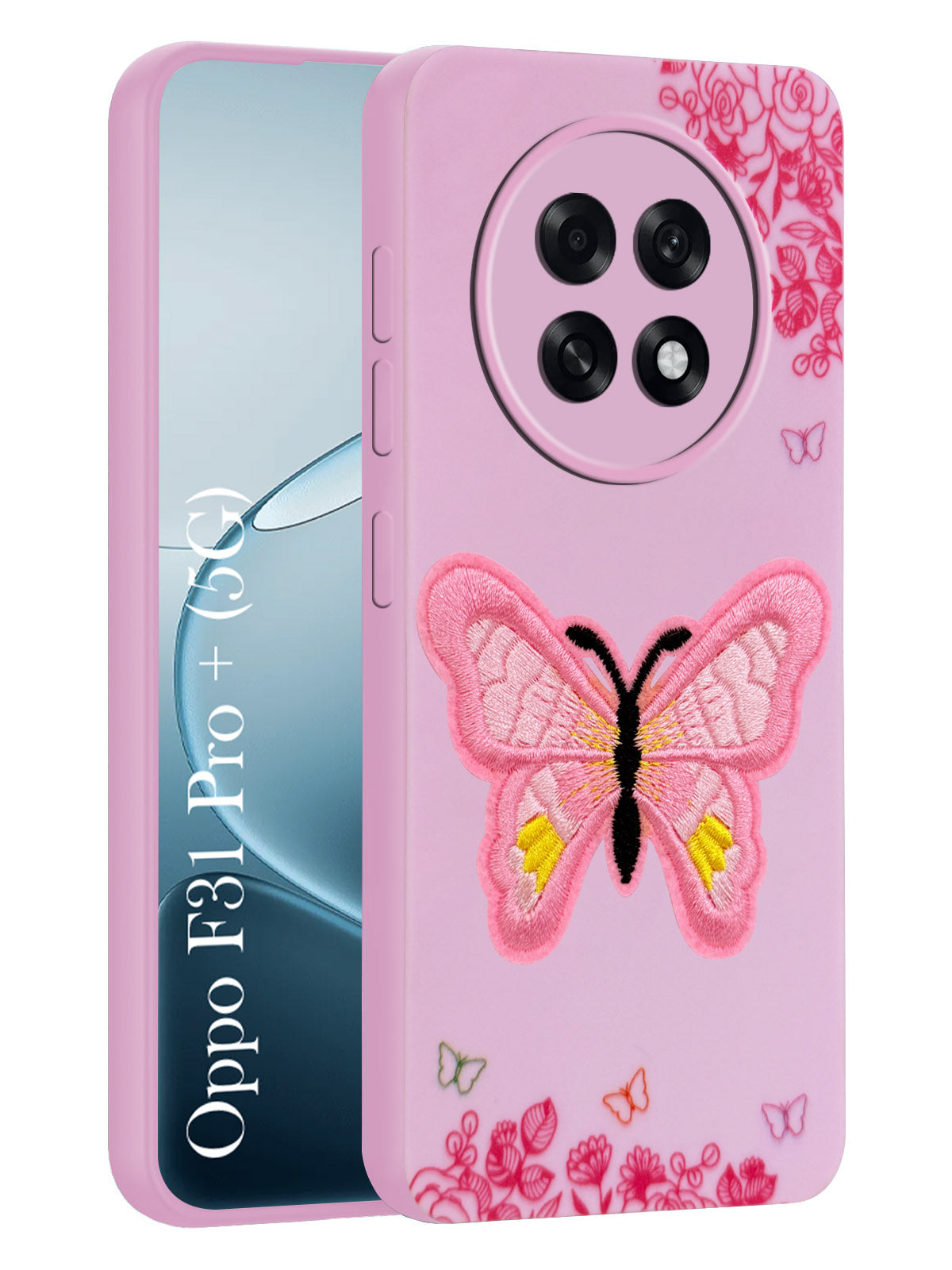 For Oppo F31 Pro Plus Back Cover Case (Soft Butterfly Embroidery | Women Teen Girls | Camera Protection| Matte Silicone)