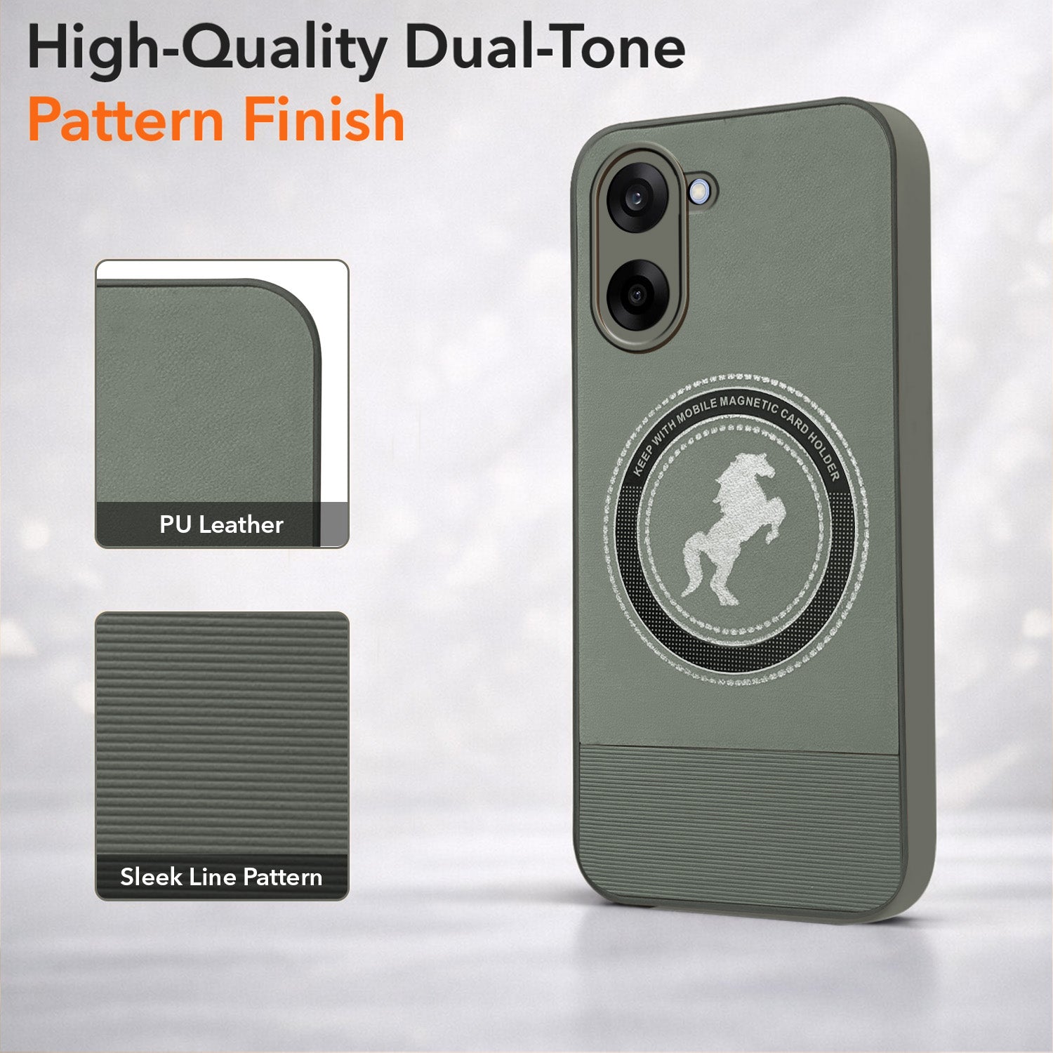 For Oneplus Nord CE 5 Back Cover Case PU Leather Finish (Professional Minimalist Texture | MagSafe Compatile | Camera Protection | Sleek Sober Formal)