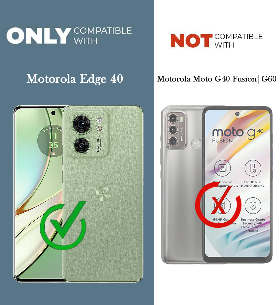 For Motorola Moto Edge 40 Back Cover Case (Shockproof with Polycarbonate Clear Panel | Professional Black)