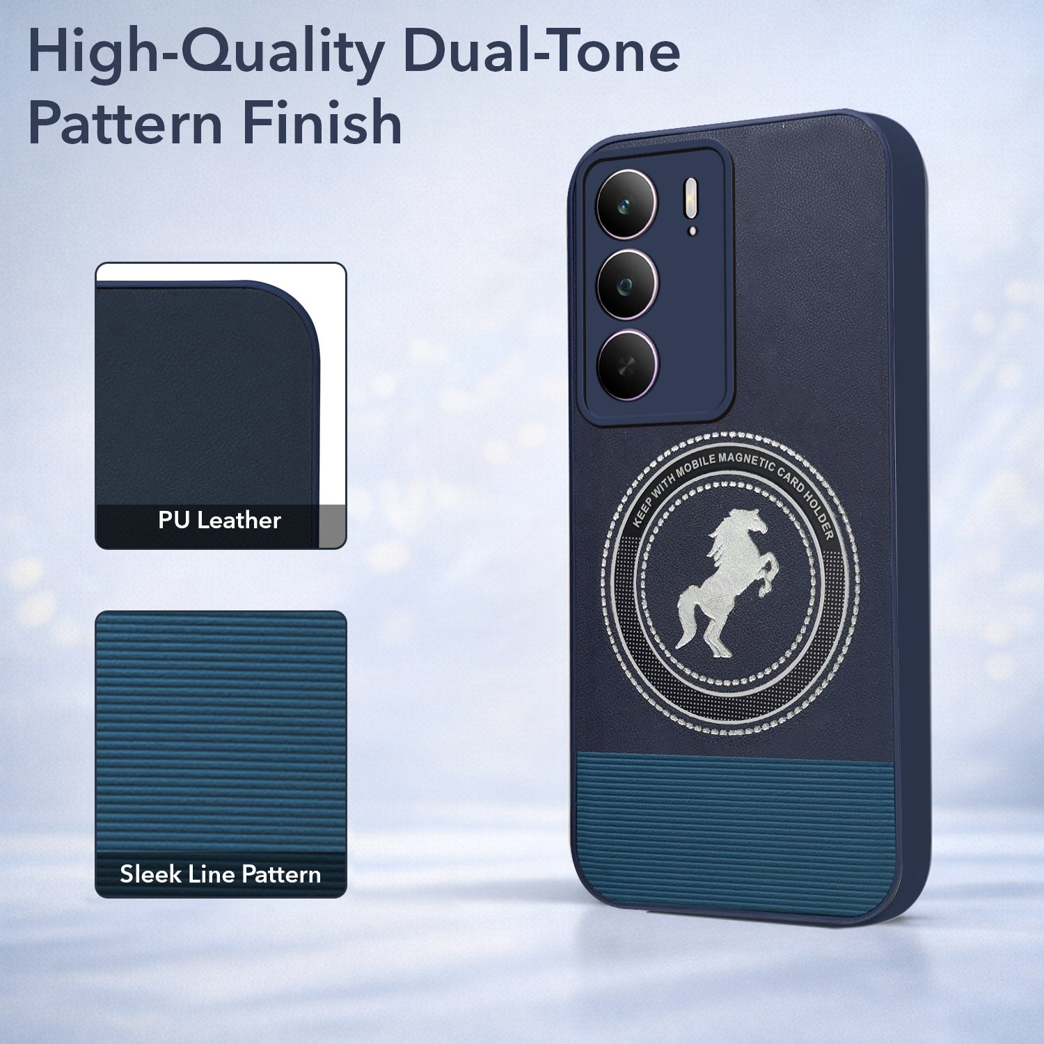 For Realme C75 5G Back Cover Case PU Leather Finish (Professional Minimalist Texture | MagSafe Compatile | Camera Protection | Sleek Sober Formal)