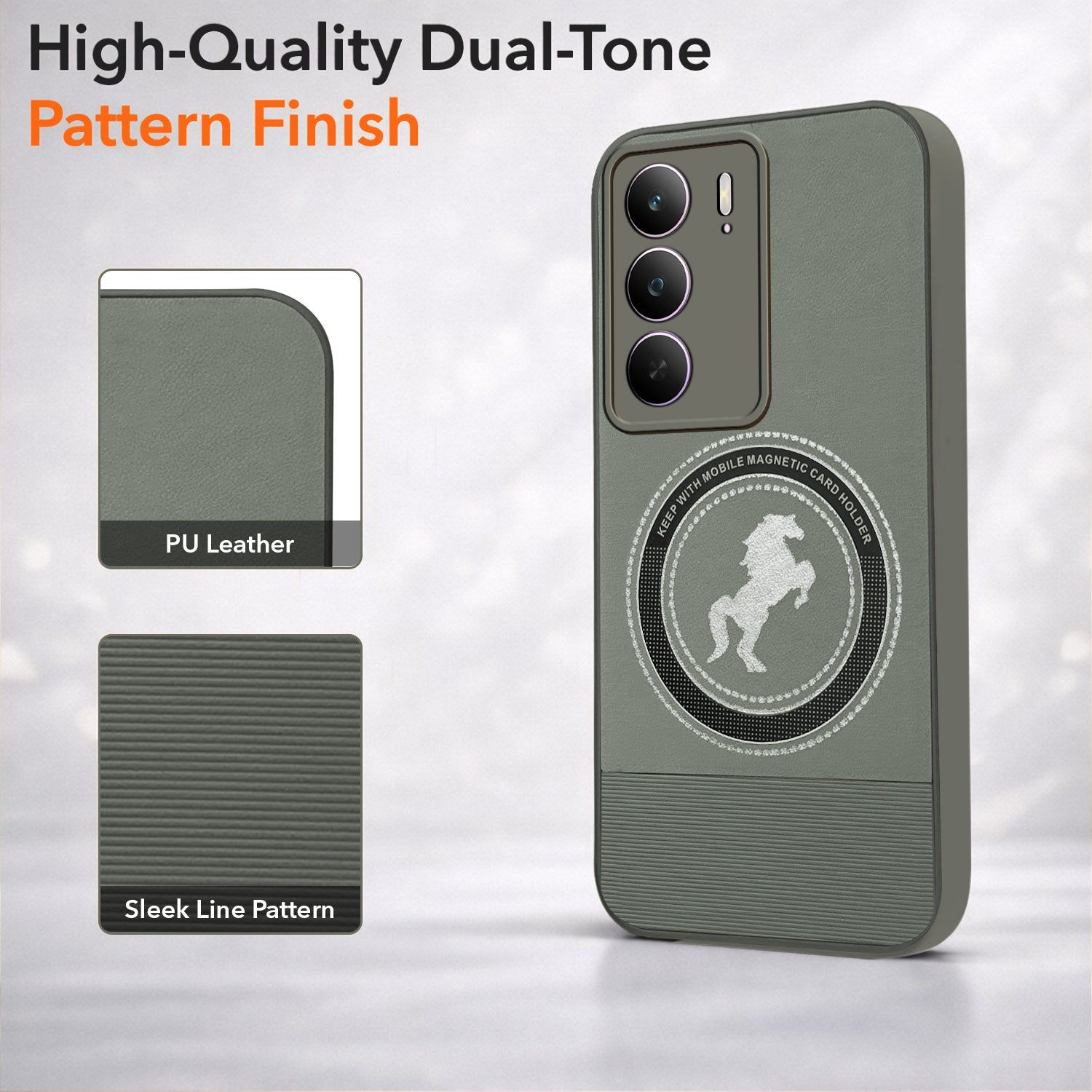 For Realme Narzo 80 Lite 5G Back Cover Case PU Leather Finish (Professional Minimalist Texture | MagSafe Compatile | Camera Protection | Sleek Sober Formal)